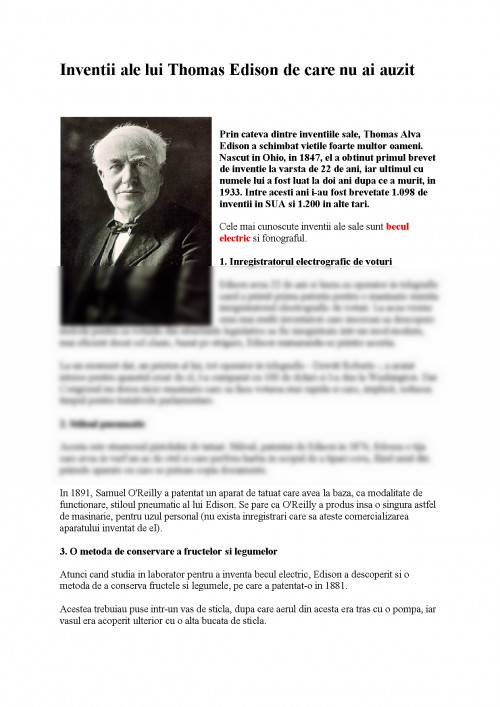 Proiect: Thomas Edison (#310431)
