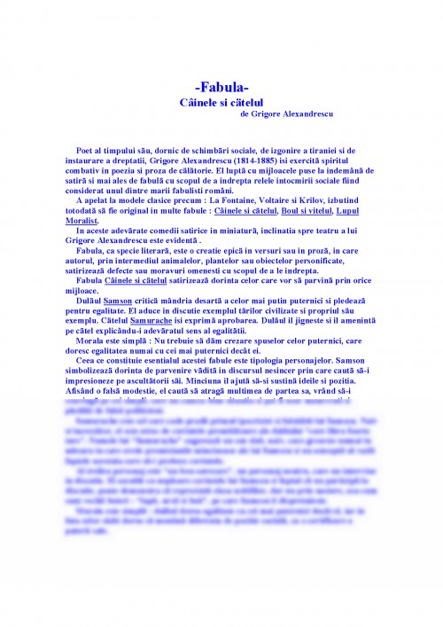 Caine Lessi Referat: Fabula Câinele și cățelul (#330526)