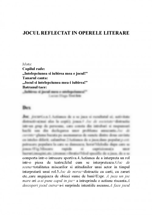 Inima Reflectat Referat: Jocul reflectat în operele literare (#334287)