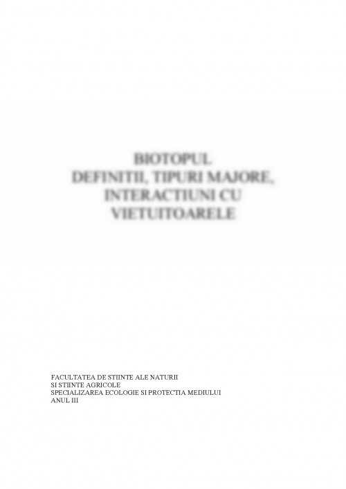 Referat: Biotopul - definiții, tipuri majore, interacțiuni cu ...