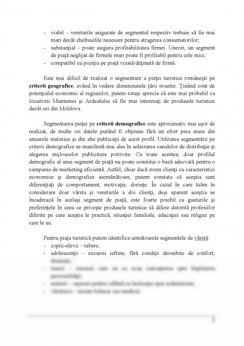 Referat: Segmentarea Pieței Turistice (#458154)