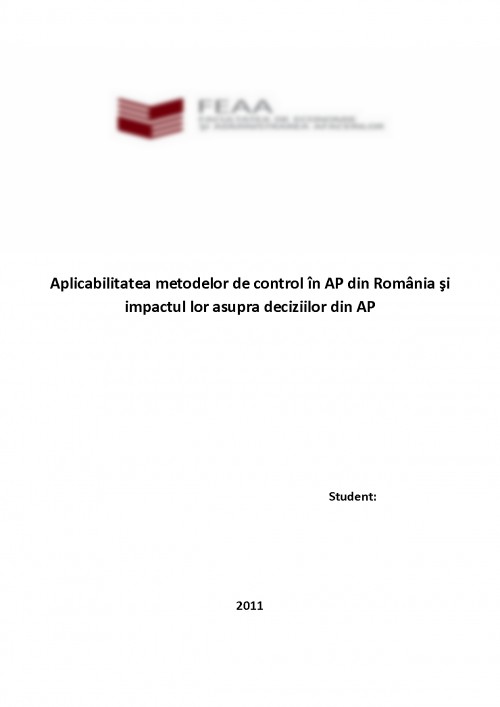 Referat: Aplicabilitatea Metodelor de Control în AP din România și ...