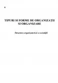 Imagine document Tipuri și Forme de Organizații și Organizare
