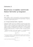 Imagine document Rezolvarea ecuațiilor matriceale liniare Sylvester și Liapunov