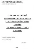 Imagine document Organizarea și conducerea contabilității în cadrul unității SC Restaurant Lloyd Timișoara